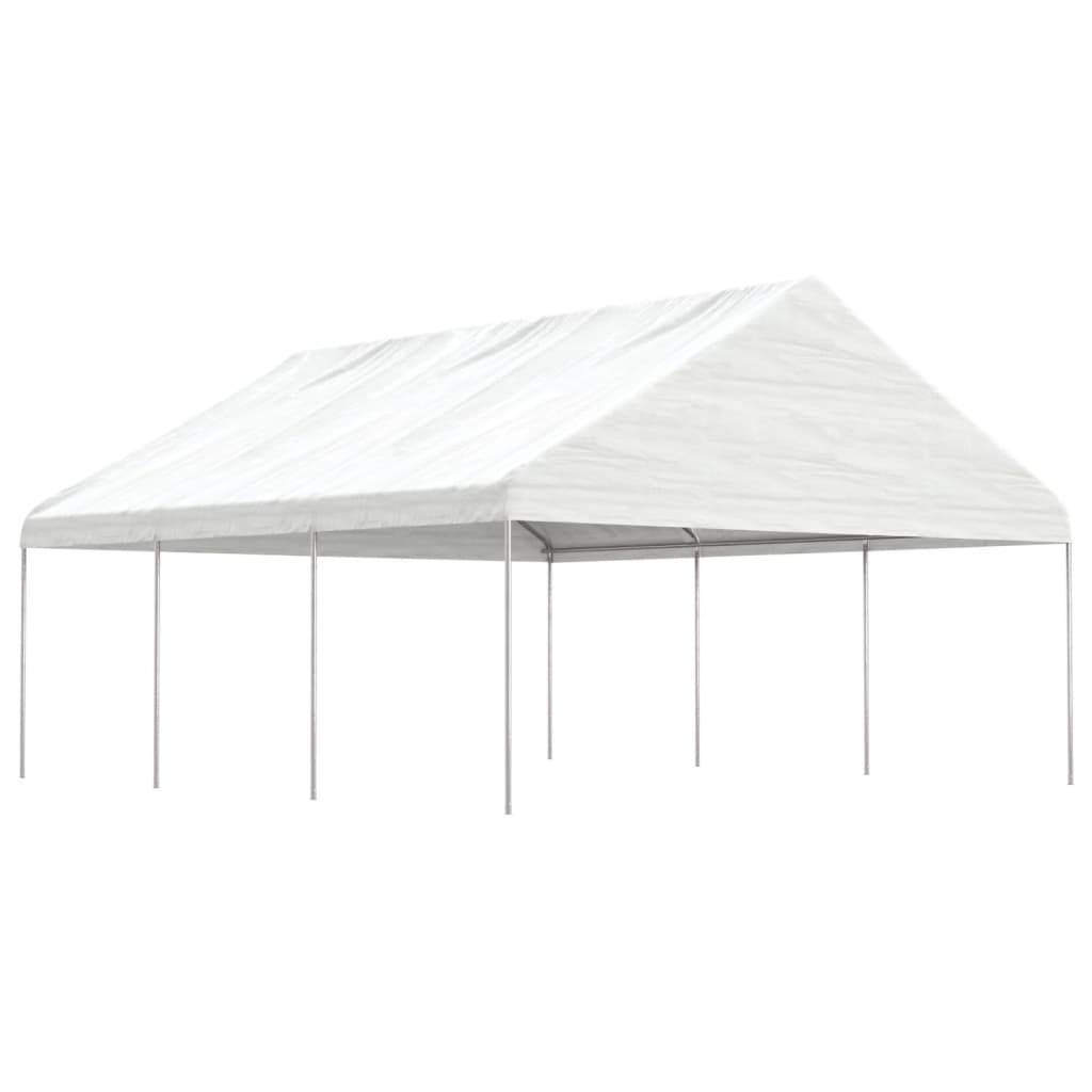 vidaXL Prieel met dak 4,46x5,88x3,75 m polyetheen wit