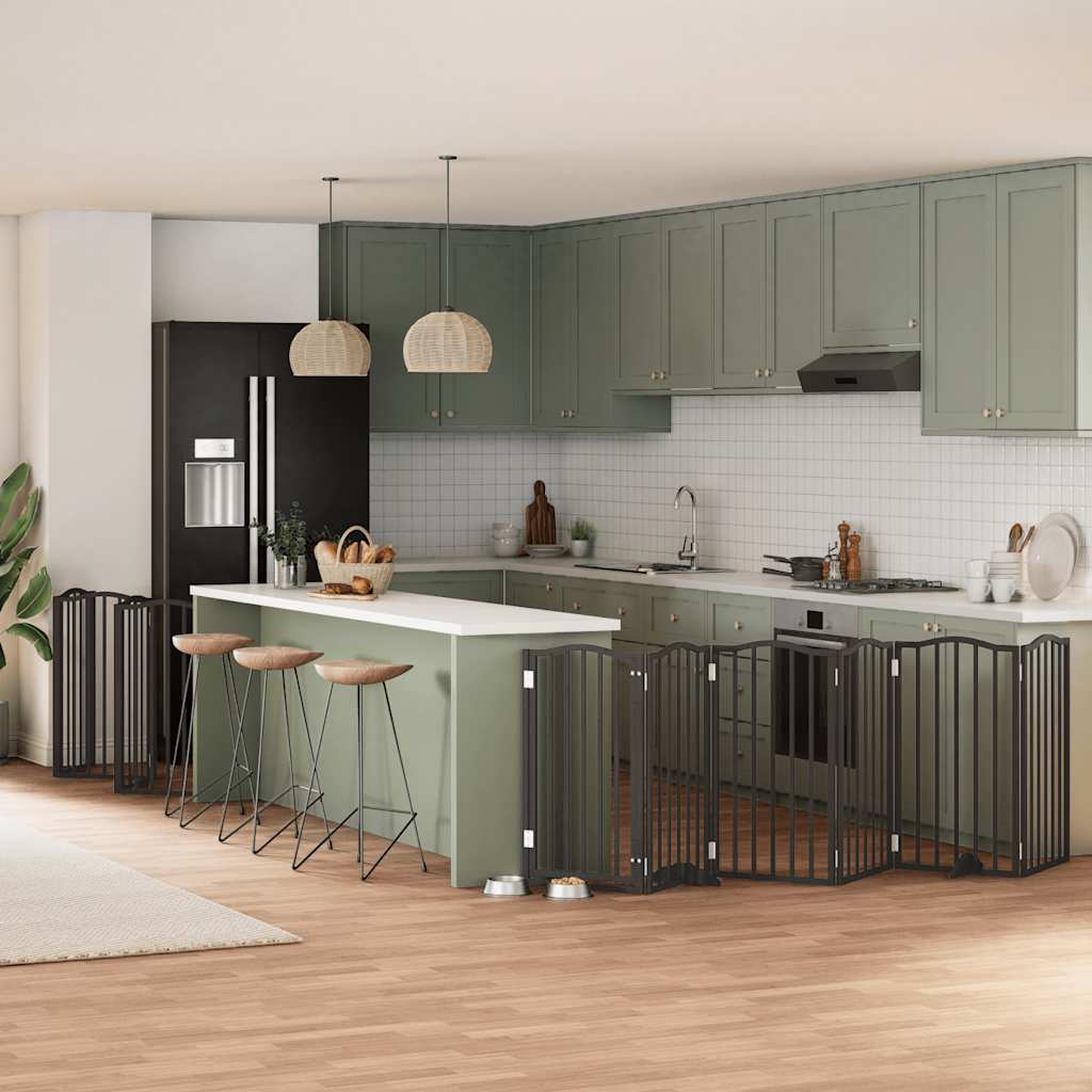 vidaXL Foldable Dog Gate with Door 9 Panels 450 cm Poplar Wood