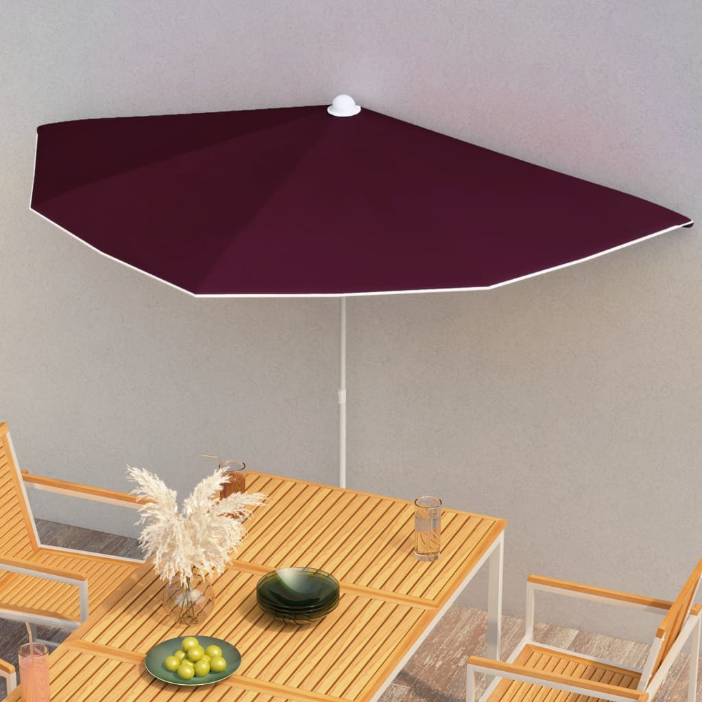 vidaXL Parasol half met paal 180x90 cm zandkleurig