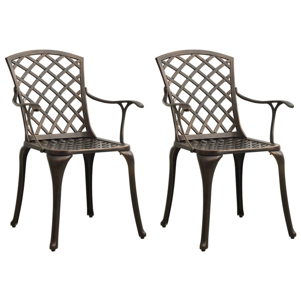 vidaXL Garden Chairs 2 pcs Cast Aluminum Bronze