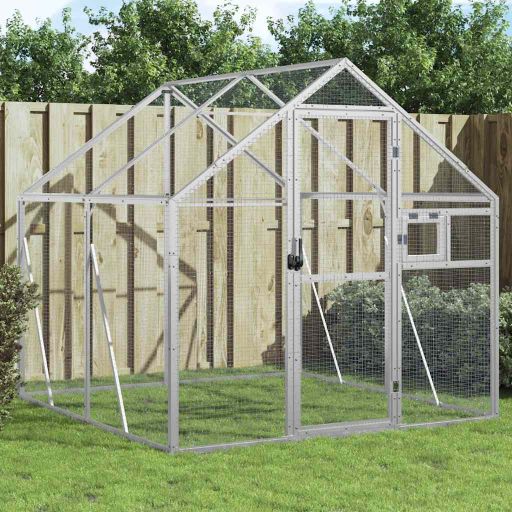 vidaXL Aviary 179x100x185 cm aluminium silver