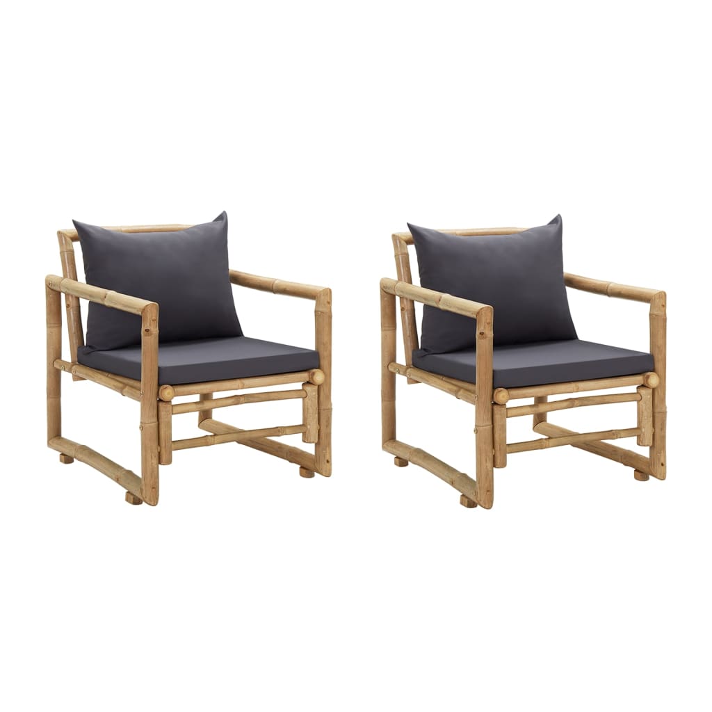 vidaXL Garden chairs with cushions 2 pcs bamboo