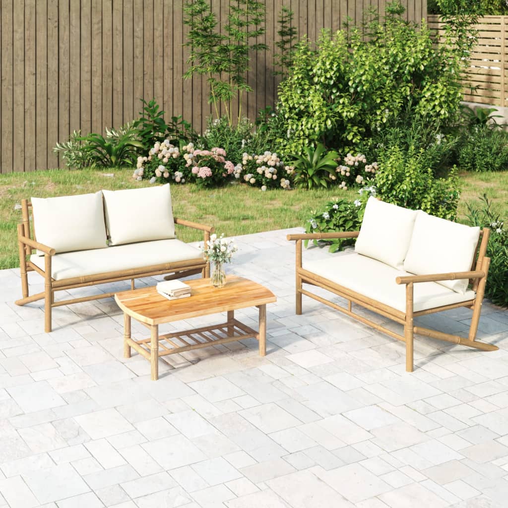 vidaXL 4-Piece Lounge Set with Cushions Bamboo Dark Grey