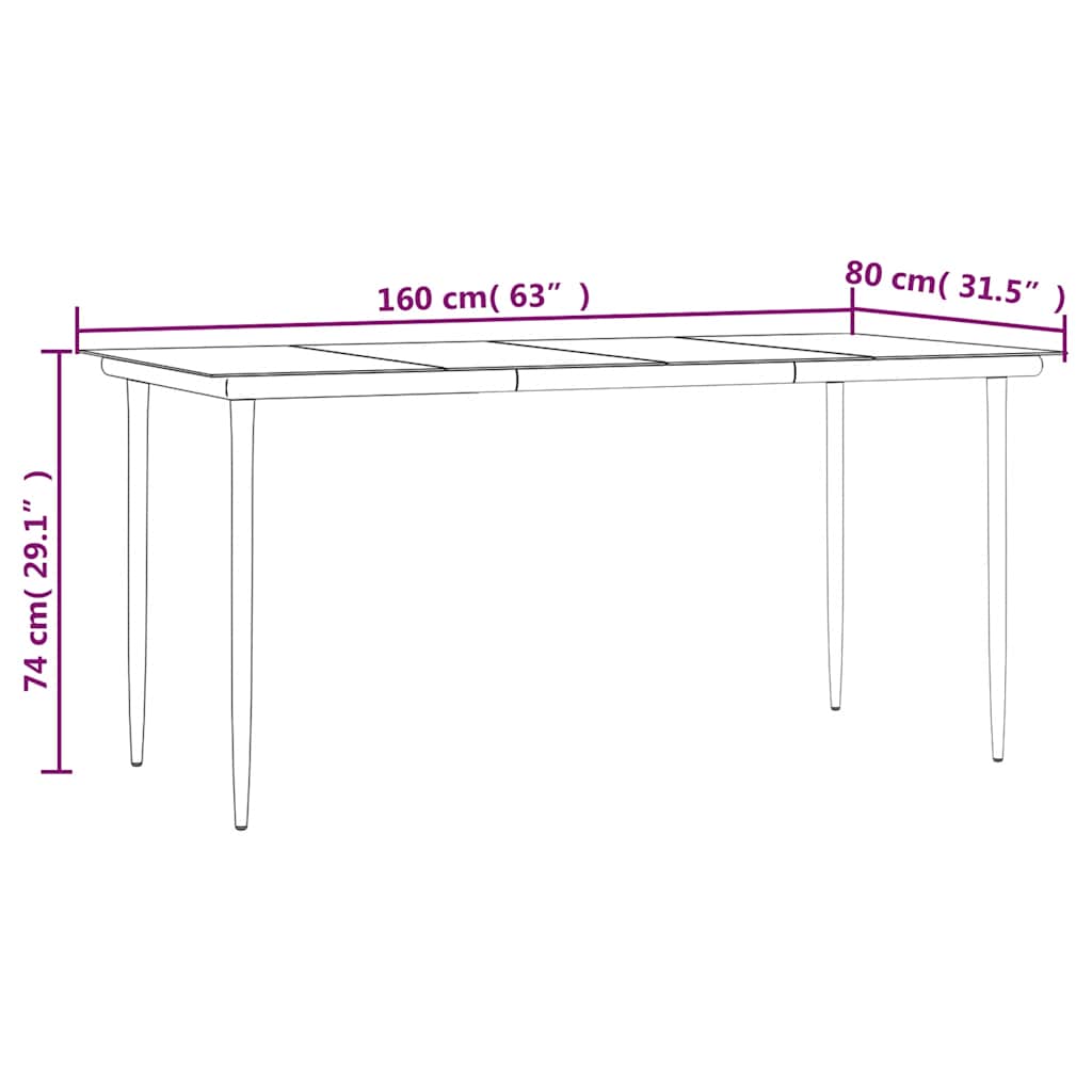 vidaXL 3-delige Tuinset zwart