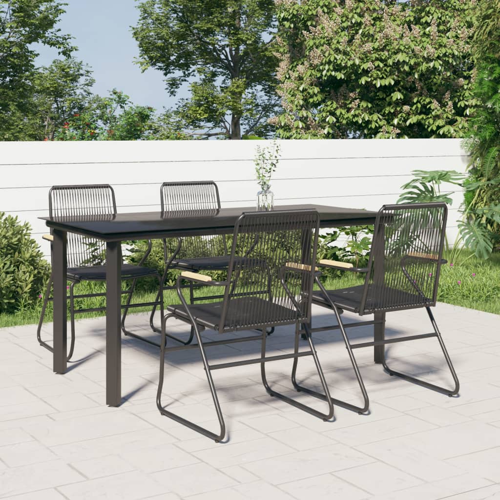 vidaXL 3-delige Tuinset PVC-rattan zwart