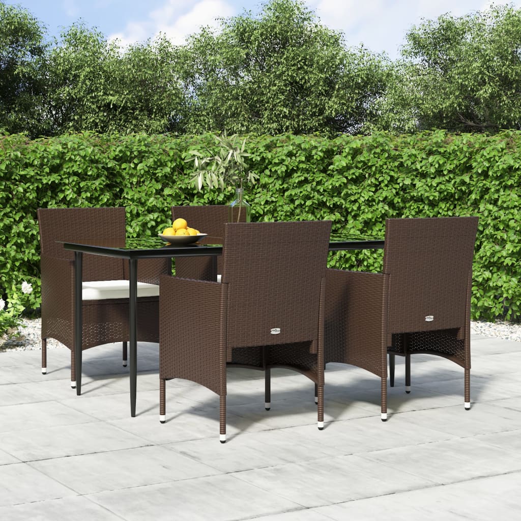 vidaXL 3-delige Tuinset met kussens zwart