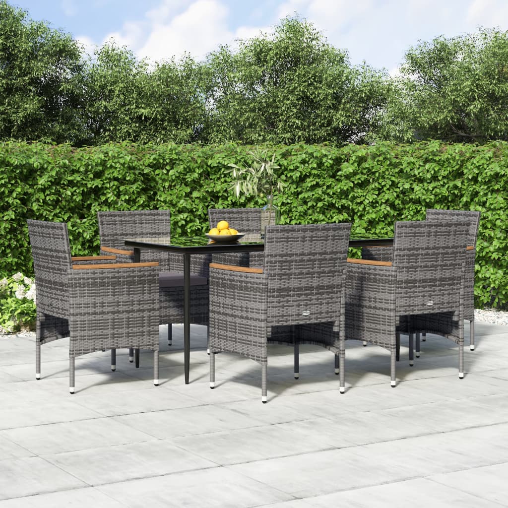 vidaXL 3-delige Tuinset met kussens zwart