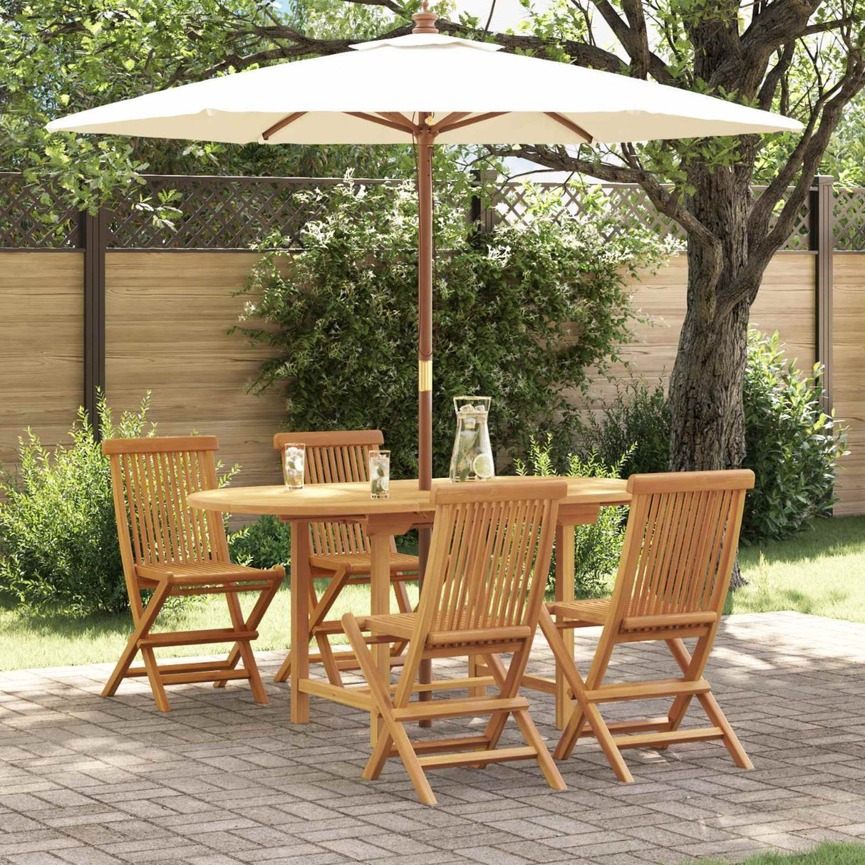 vidaXL Tuin Eettafel Set 5 pcs Bruin Massief Teakhout