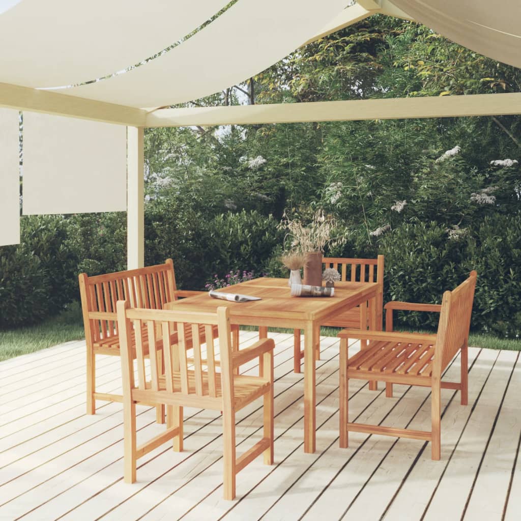 vidaXL 5-piece Garden Dining Set 150x90 cm Solid Teak Wood