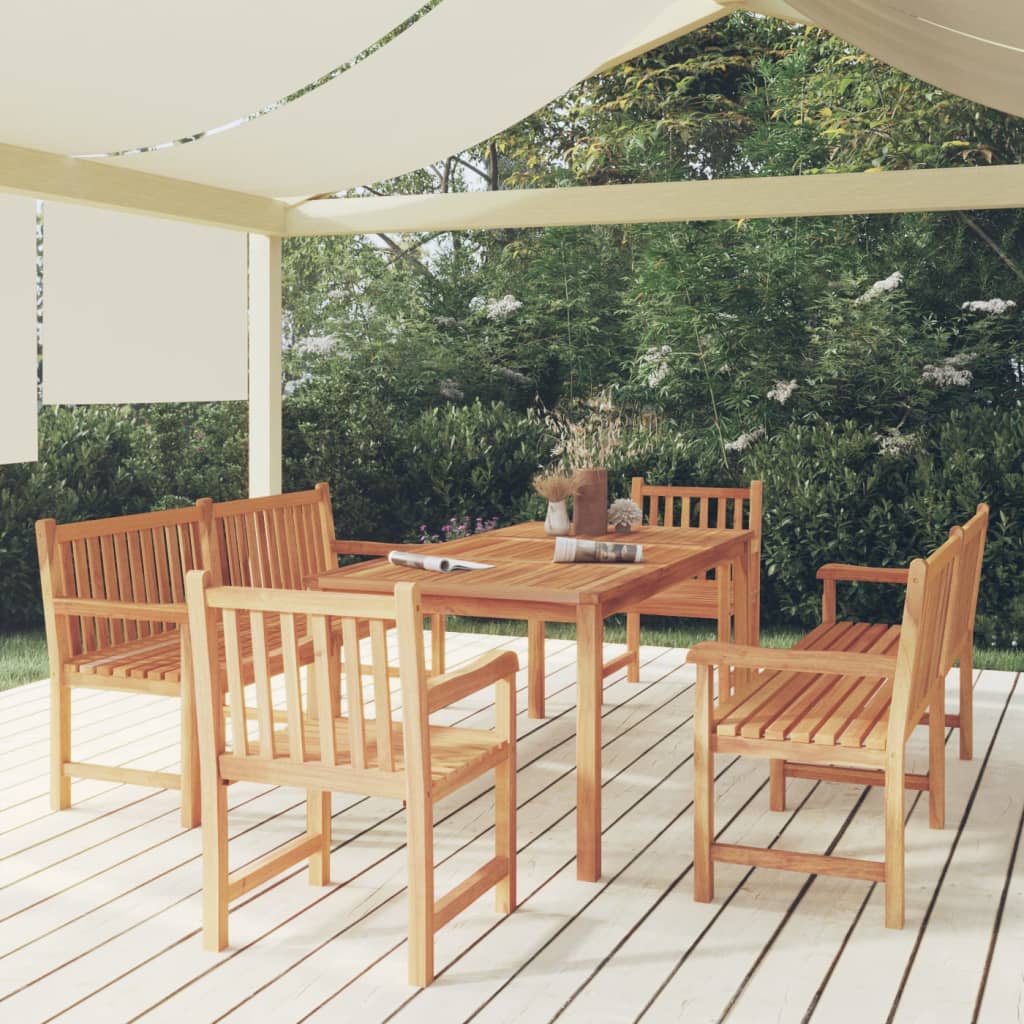 vidaXL 5-piece Garden Dining Set 180x90 cm Solid Teak Wood