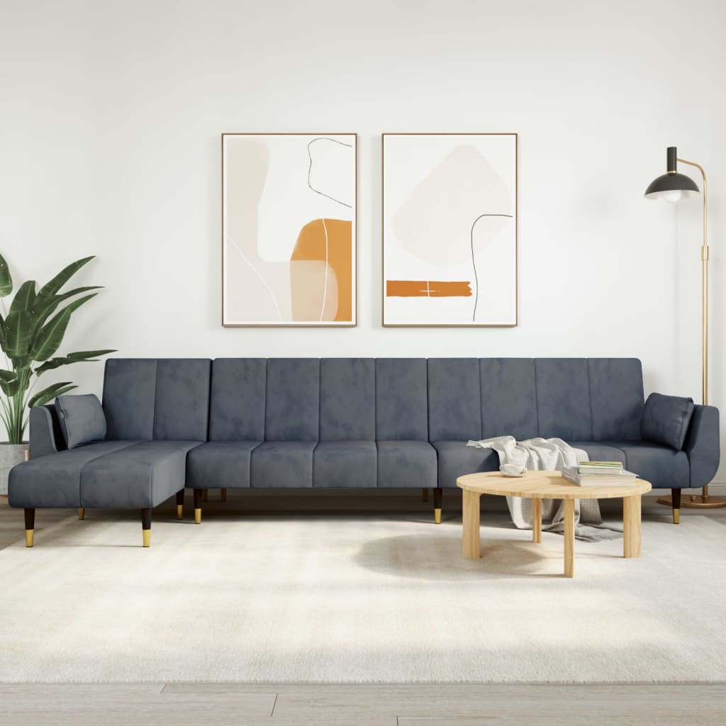 vidaXL L-Shaped Sofa Bed 275x140x70 cm Velvet Light Grey