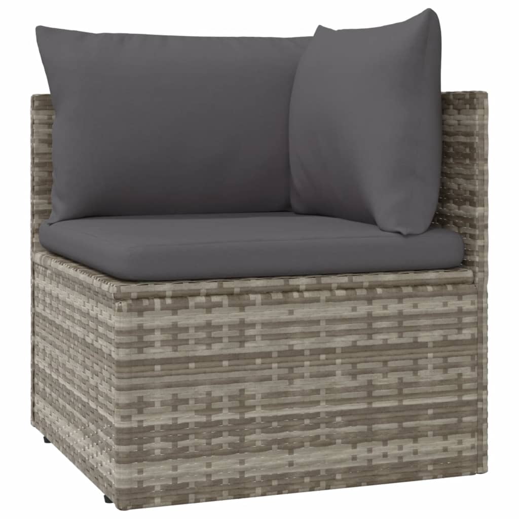vidaXL 6-delige Loungeset met kussens poly rattan grijs