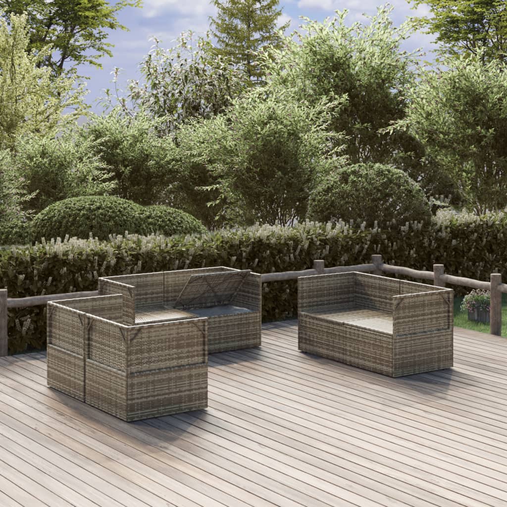vidaXL 7-delige Loungeset met kussens poly rattan grijs