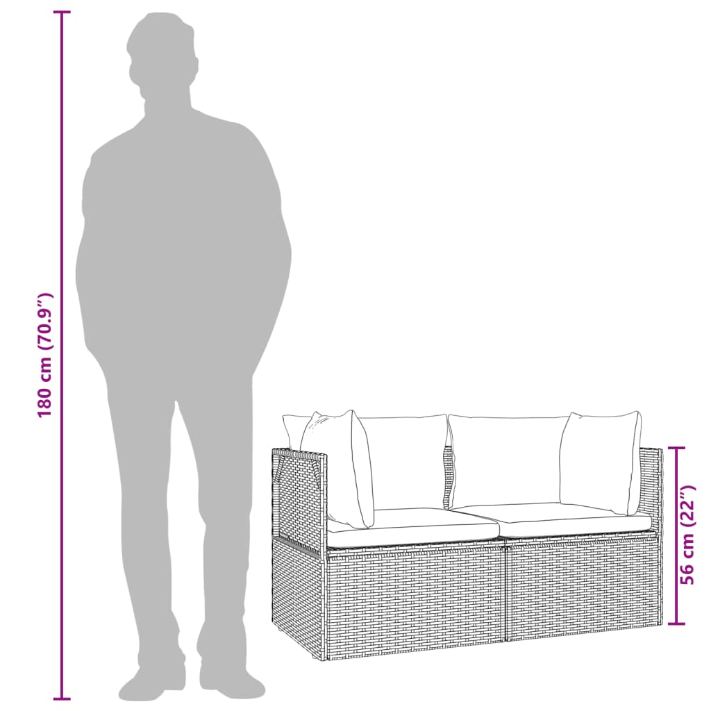 vidaXL Tuinmiddenbanken 4 st 57x57x56 cm poly rattan grijs