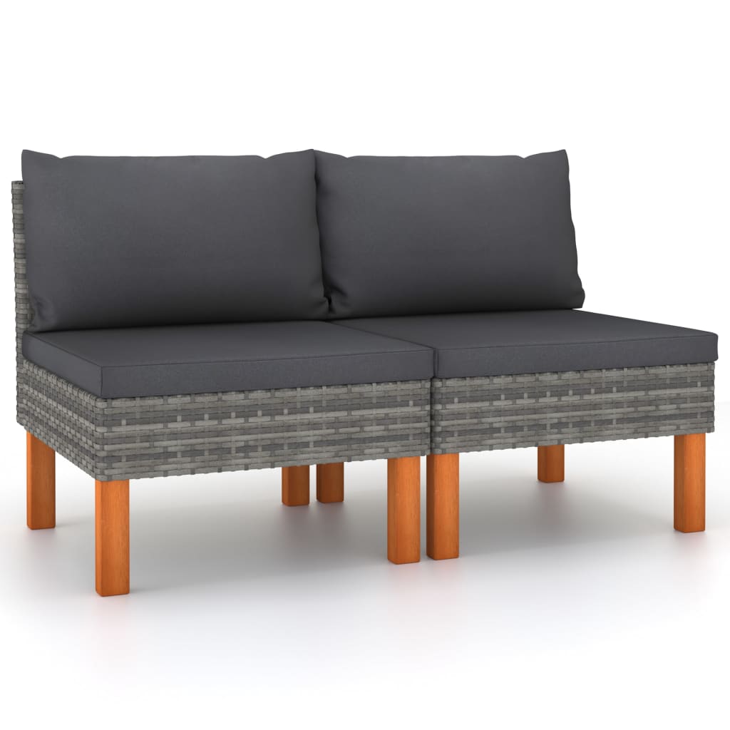 vidaXL Voetenbank poly rattan en massief eucalyptushout