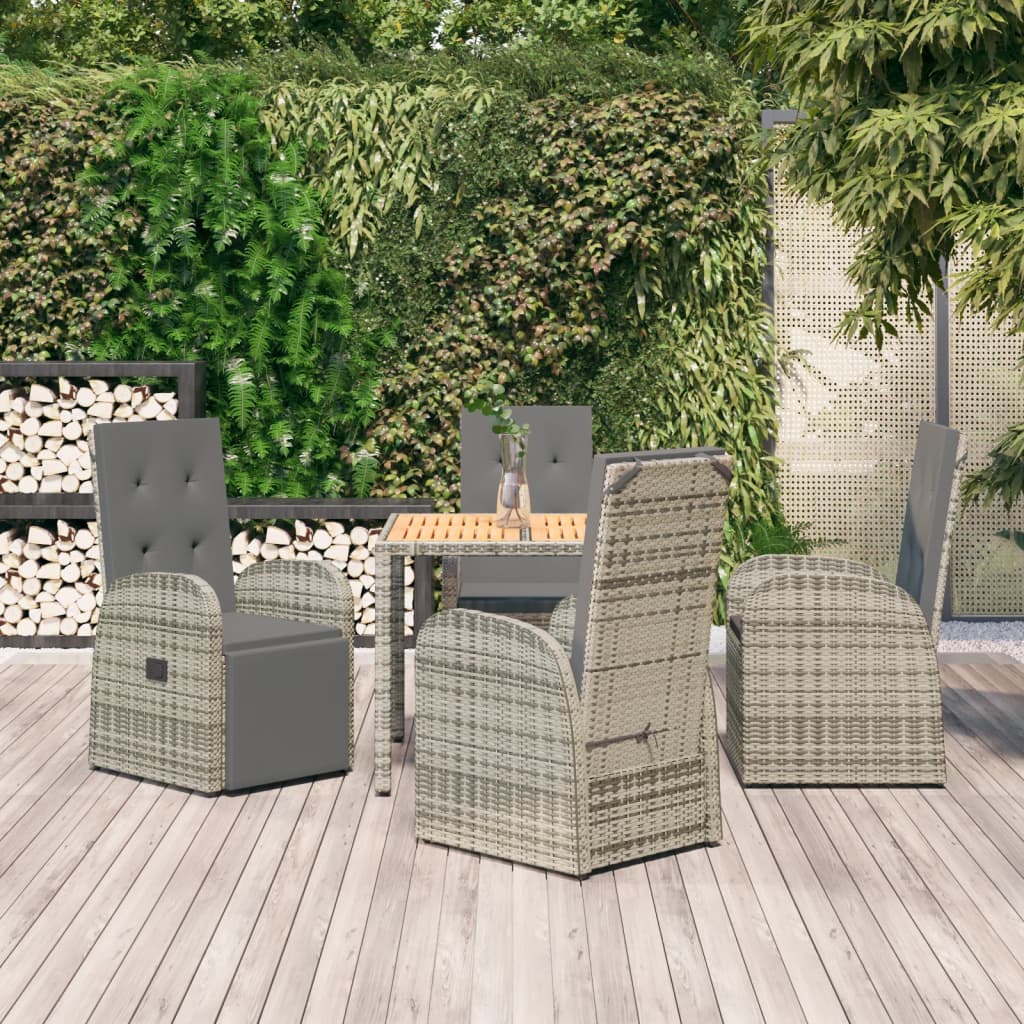 vidaXL 3-Piece Garden Lounge Set with Cushions Poly Rattan Grey