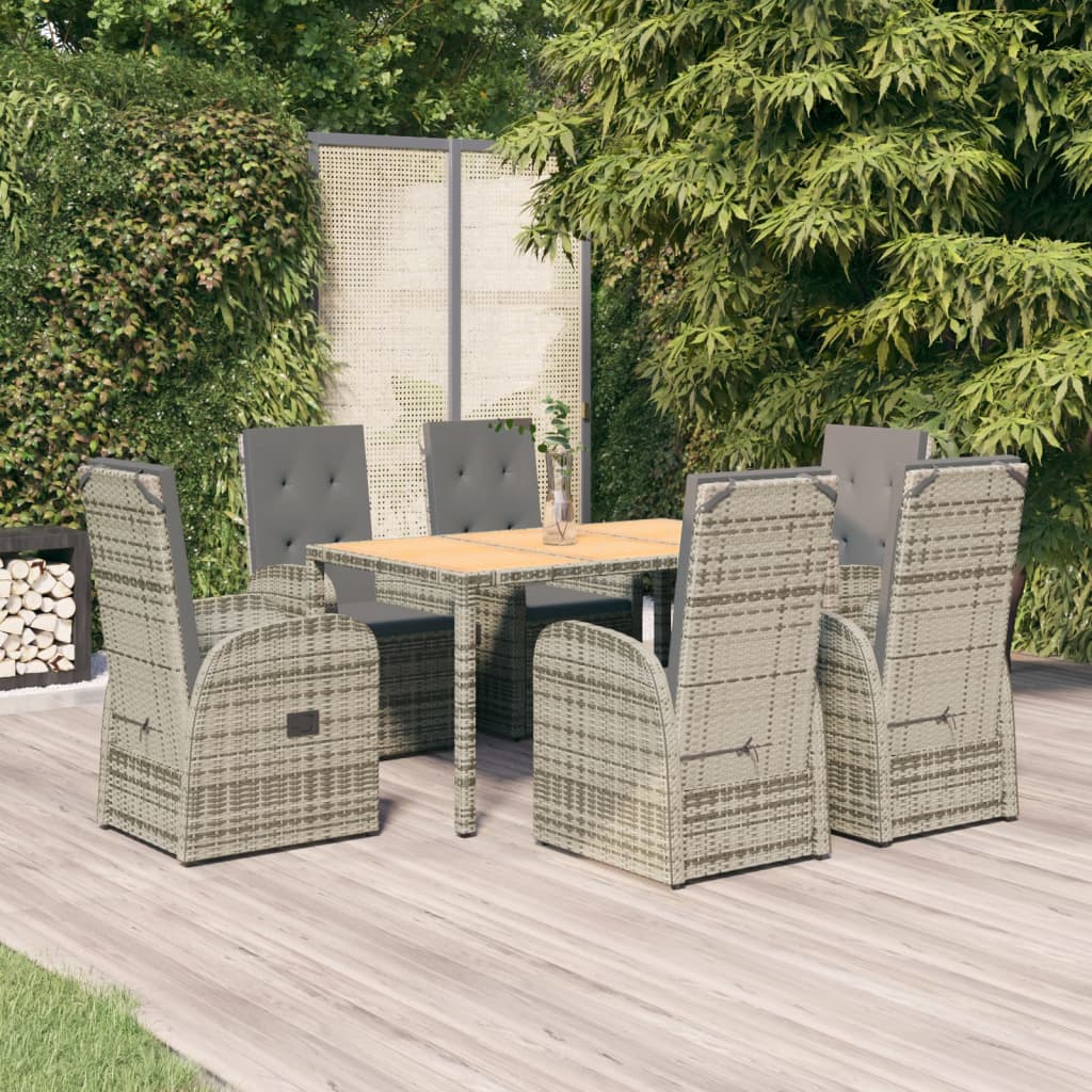 vidaXL 3-Piece Garden Lounge Set with Cushions Poly Rattan Grey