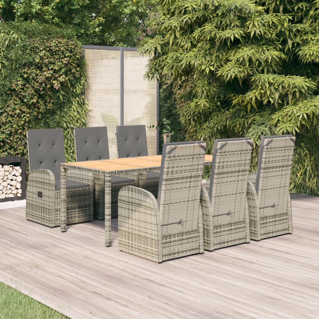 vidaXL 3-Piece Garden Lounge Set with Cushions Poly Rattan Grey