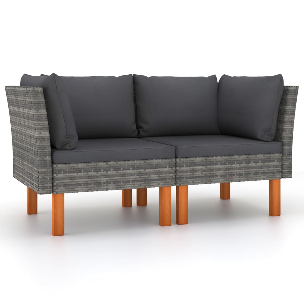 vidaXL Voetenbank poly rattan en massief eucalyptushout