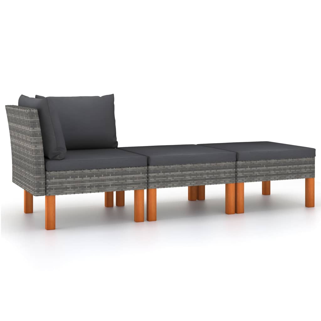 vidaXL Voetenbank poly rattan en massief eucalyptushout