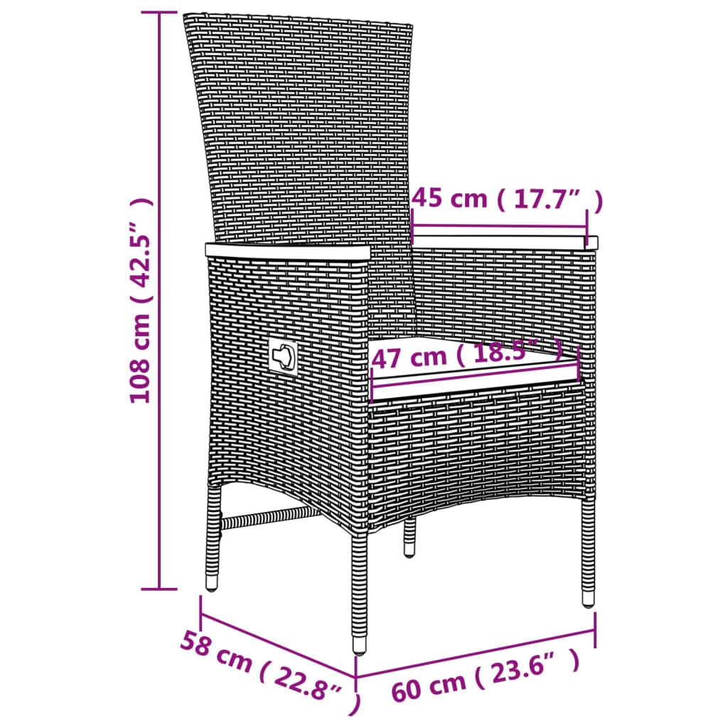 vidaXL 3-delige Loungeset poly rattan en massief acaciahout grijs