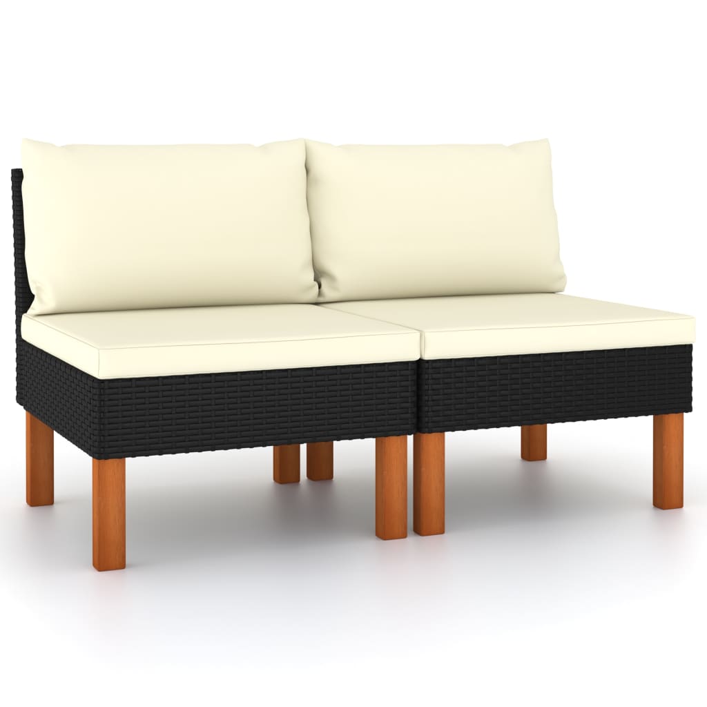 vidaXL Voetenbank poly rattan en massief eucalyptushout