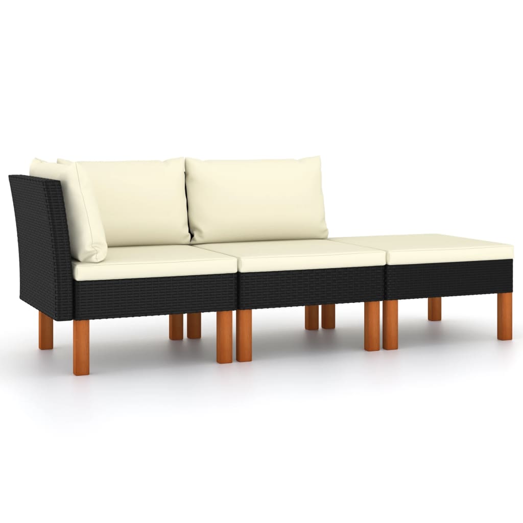 vidaXL Voetenbank poly rattan en massief eucalyptushout