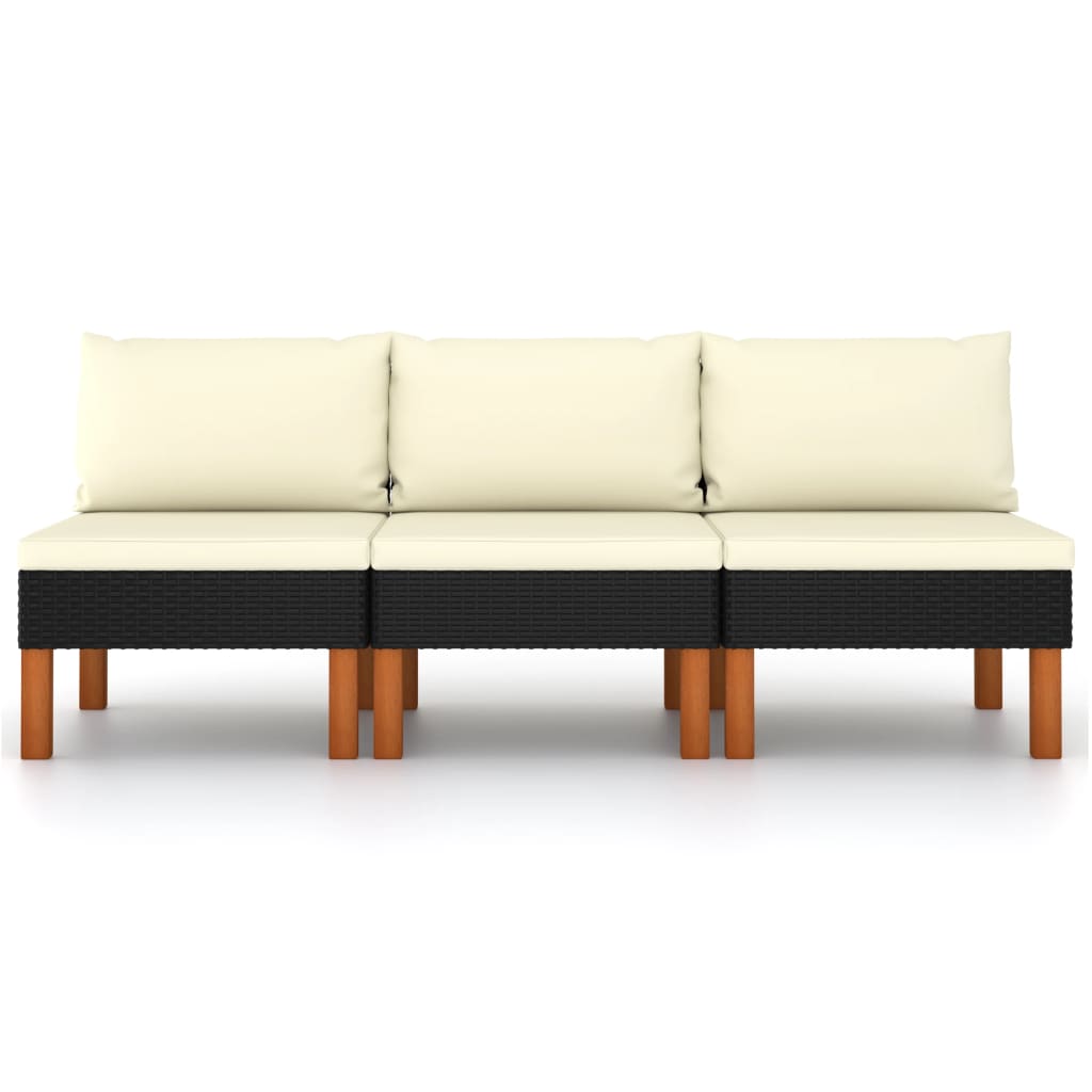 vidaXL Voetenbank poly rattan en massief eucalyptushout