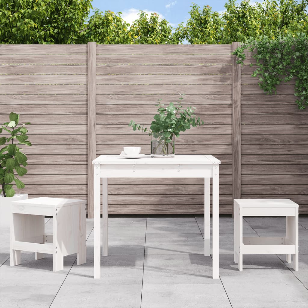 vidaXL 3-delige Bistroset massief grenenhout wit