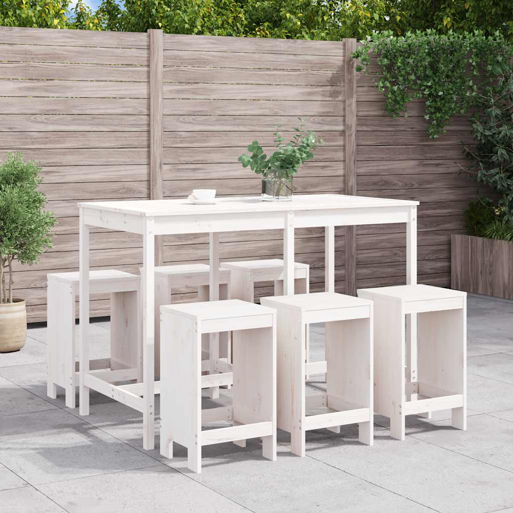 vidaXL 7-Piece Bar Set Solid Pine Wood White