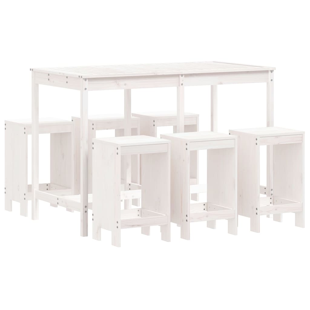 vidaXL 7-Piece Bar Set Solid Pine Wood White