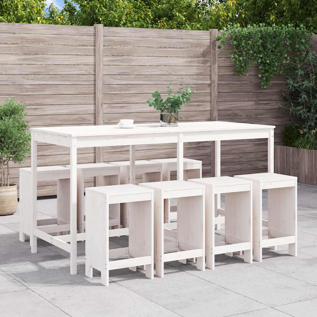 vidaXL 9-delige Barset massief grenenhout wit