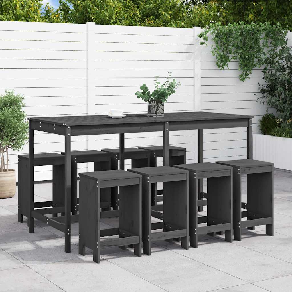 vidaXL 9-delige Barset massief grenenhout wit