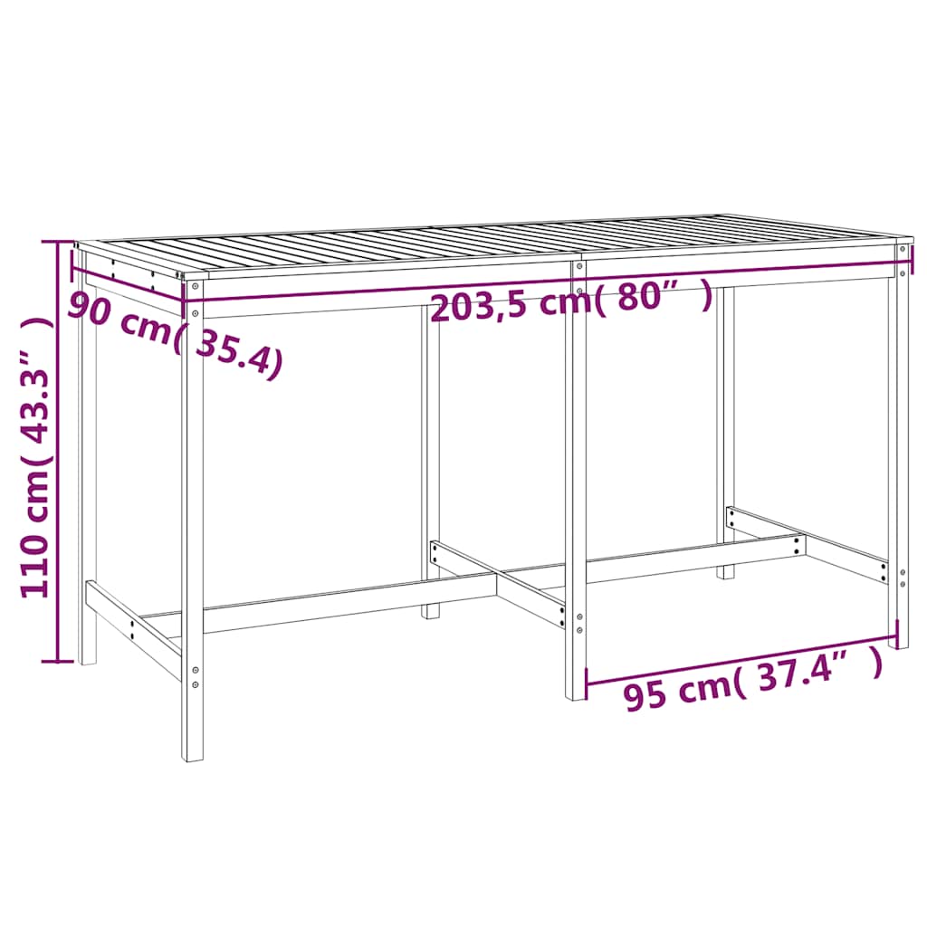 vidaXL 9-delige Barset massief grenenhout wit