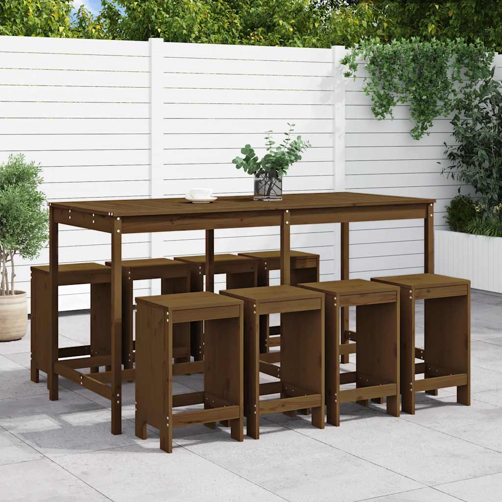 vidaXL 9-delige Barset massief grenenhout wit