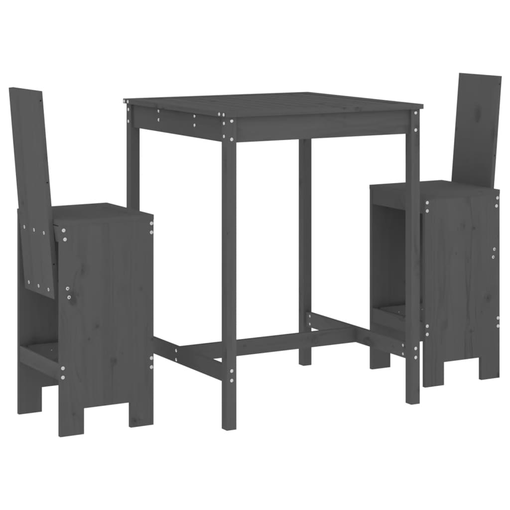 vidaXL 3-delige Barset massief grenenhout wit
