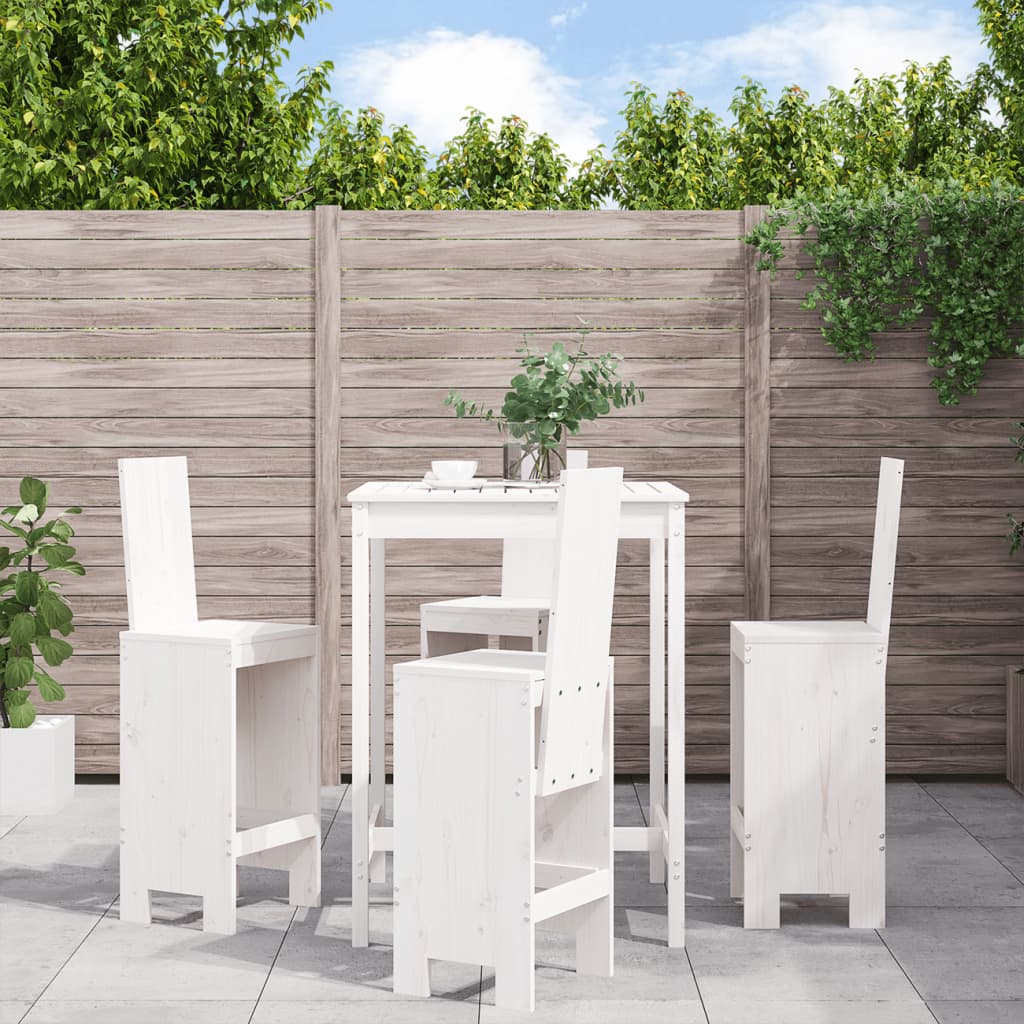 vidaXL 5-delige Barset massief grenenhout wit