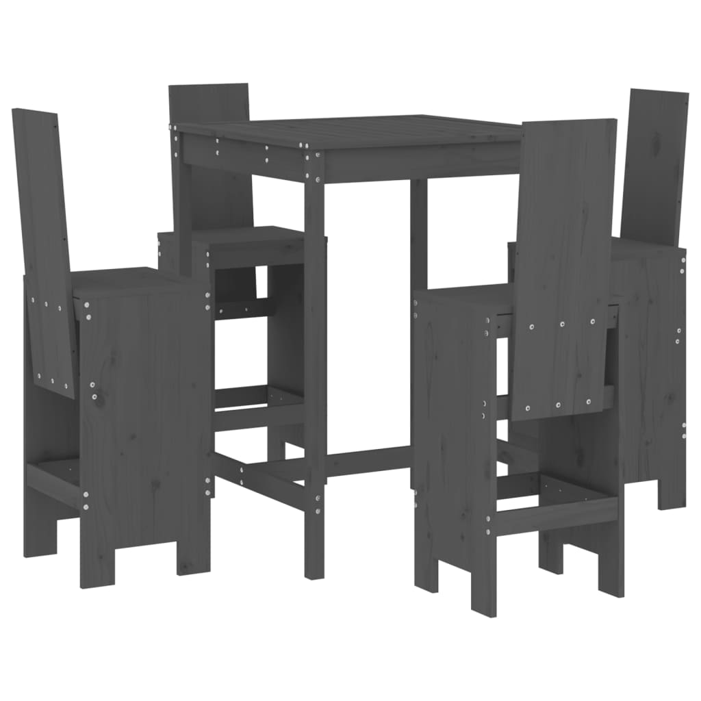 vidaXL 5-delige Barset massief grenenhout wit