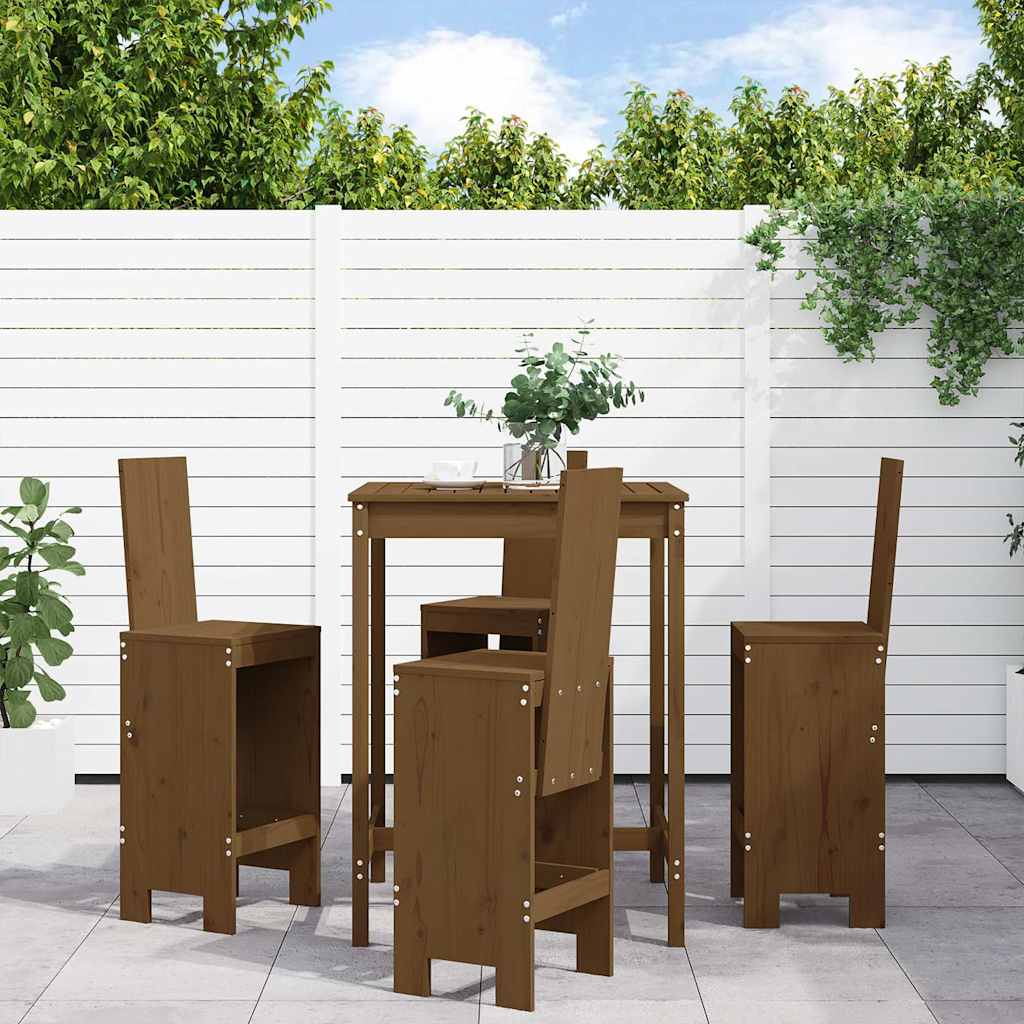 vidaXL 5-delige Barset massief grenenhout wit