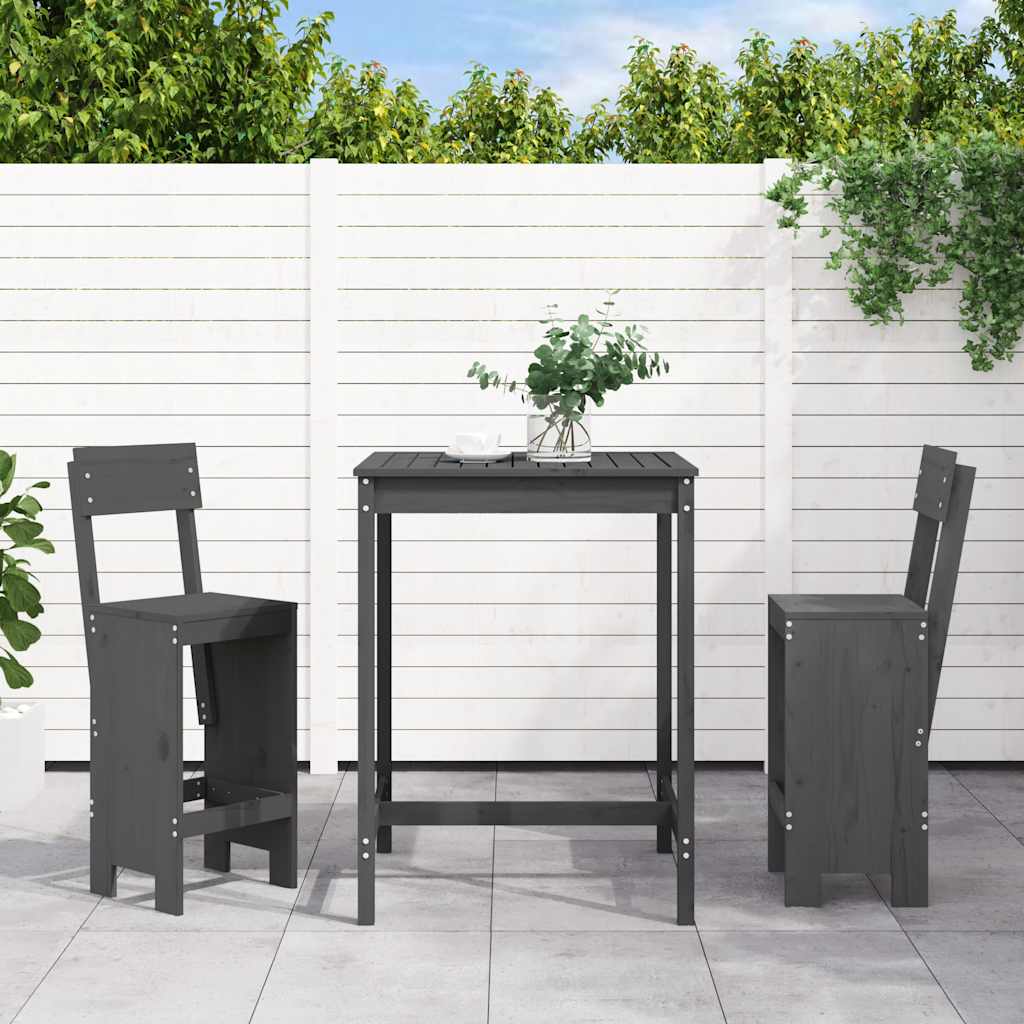 vidaXL 3-delige Barset massief grenenhout wit
