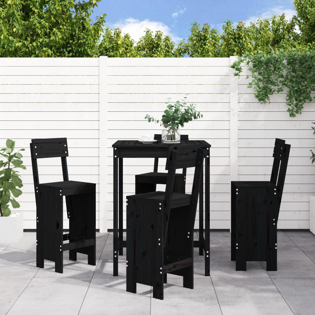 vidaXL 5-delige Barset massief grenenhout wit