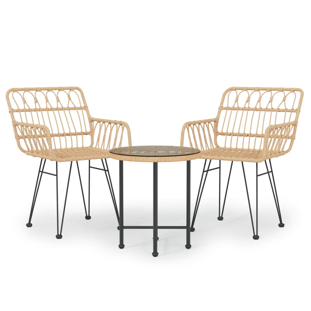 vidaXL 3-piece Garden Lounge Set Poly Rattan
