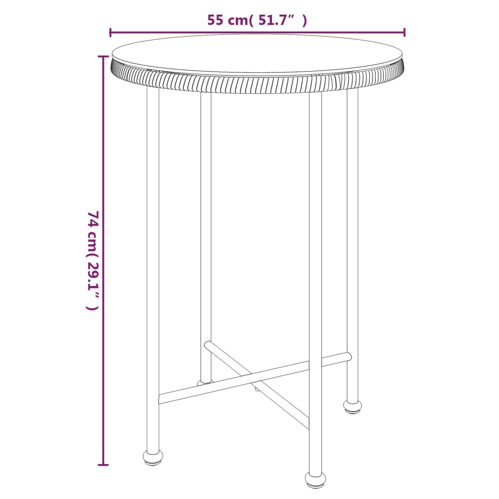 vidaXL 3-Piece Poly Rattan Garden Dining Set