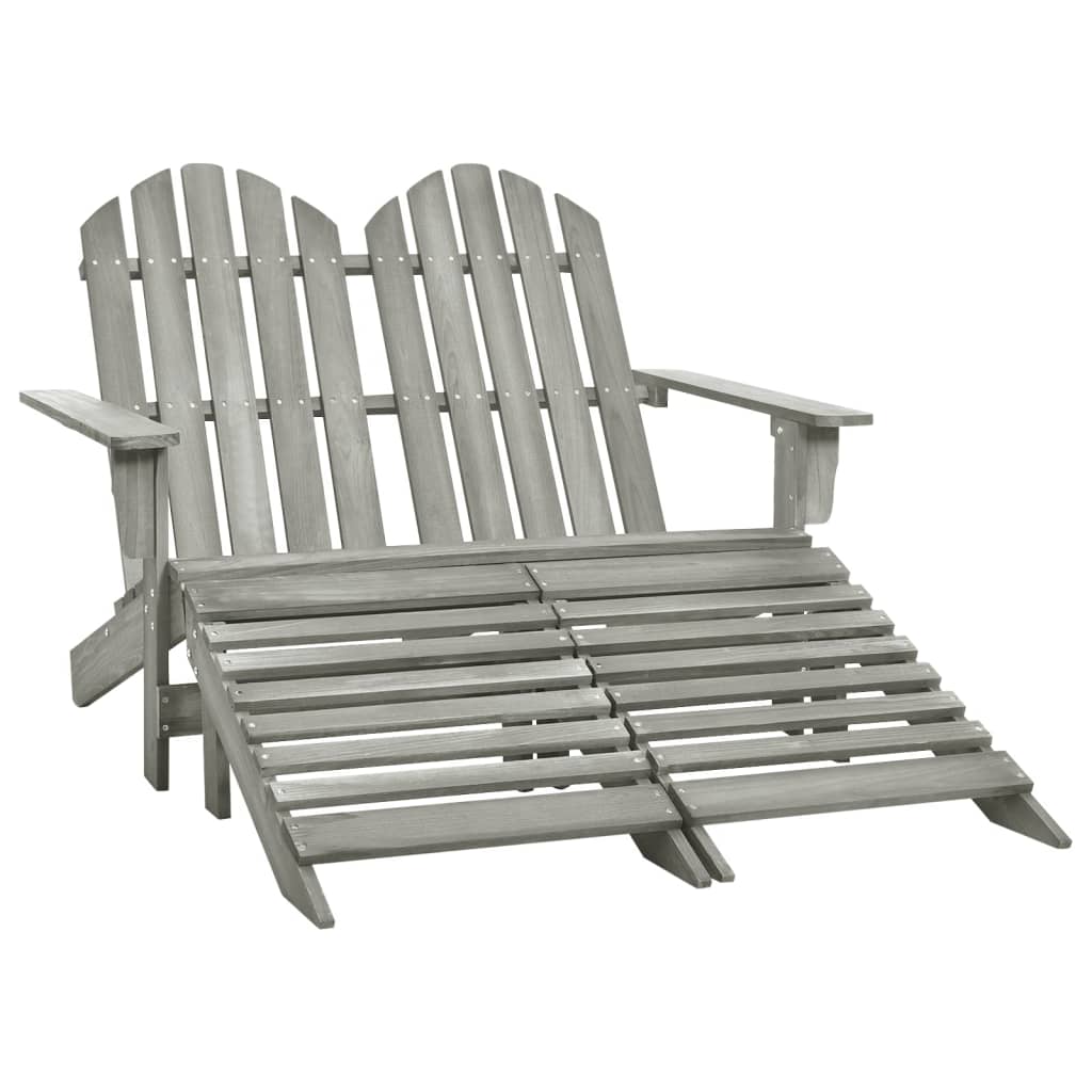 vidaXL 2-Seater Adirondack Garden Chair with Ottoman Pinewood White