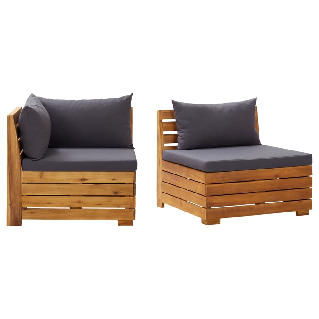 vidaXL Garden Table and Ottoman with Cushion Solid Acacia Wood