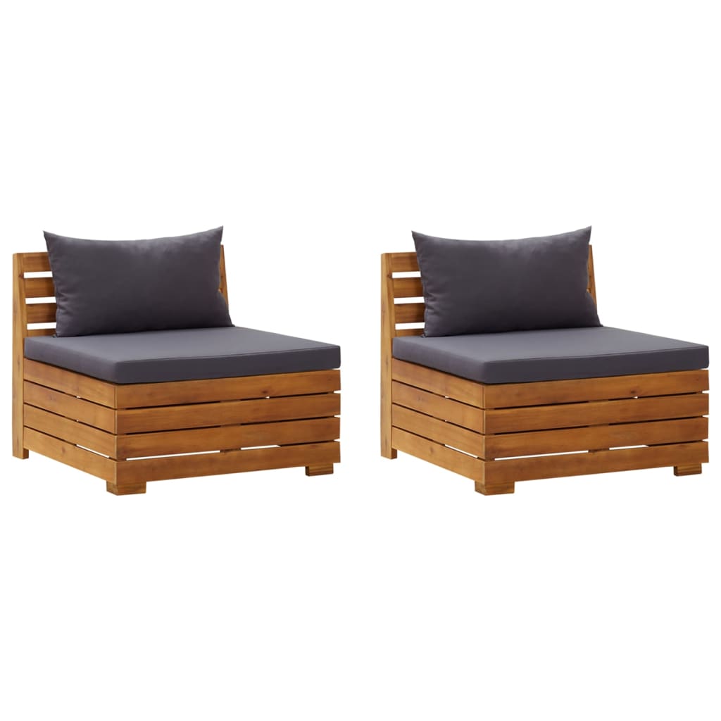 vidaXL Garden Table and Ottoman with Cushion Solid Acacia Wood