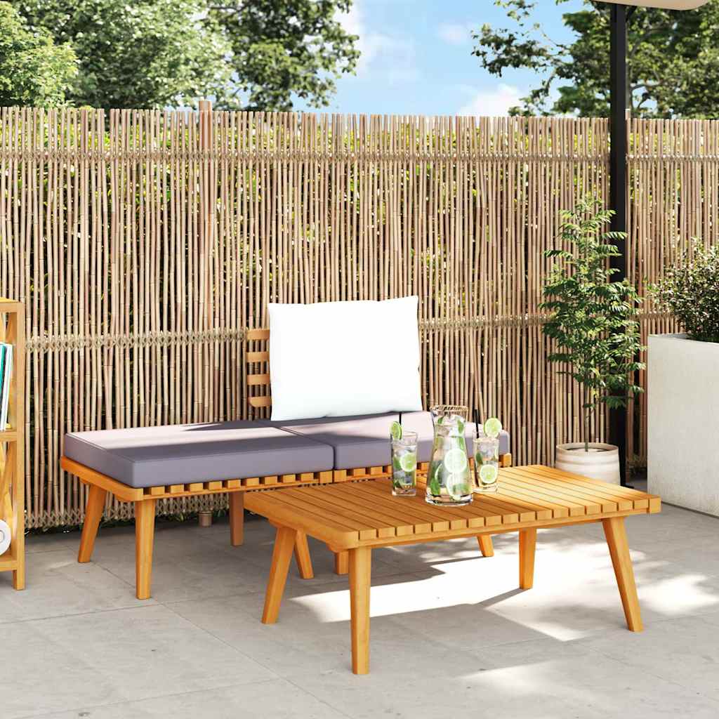 vidaXL Banquette de jardin à 2 boutons avec coussins en acacia massif