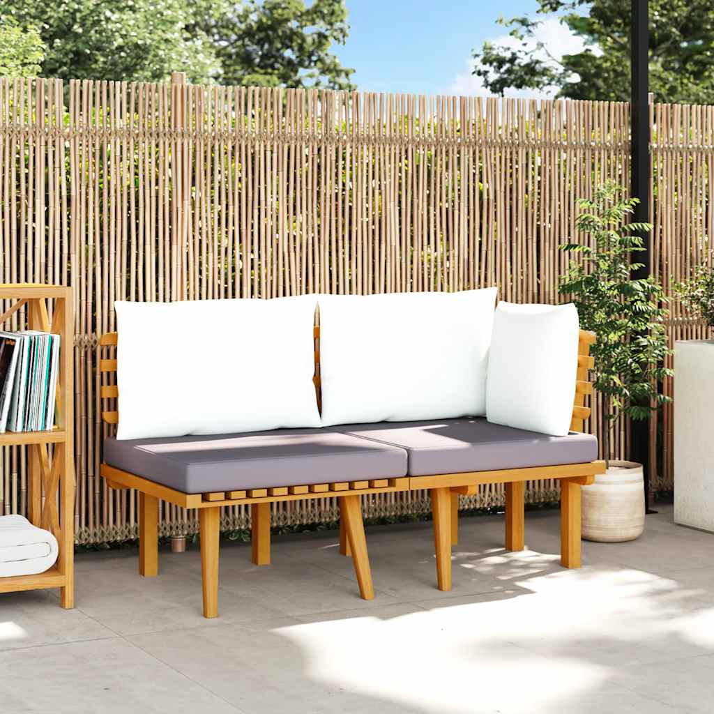 vidaXL Banquette de jardin à 2 boutons avec coussins en acacia massif