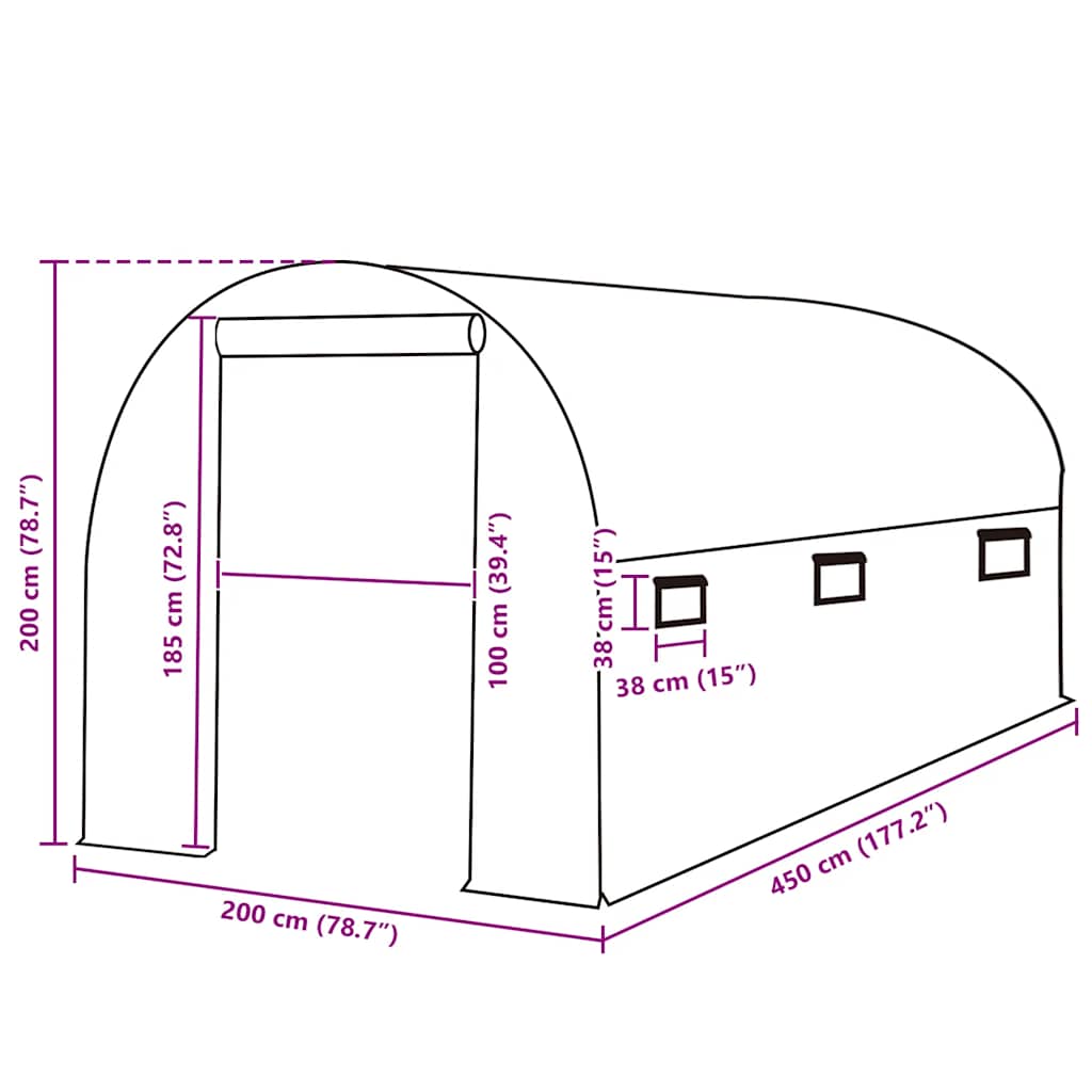 vidaXL Kashoes vervangend (4,5 m²) 300x150x200 cm groen
