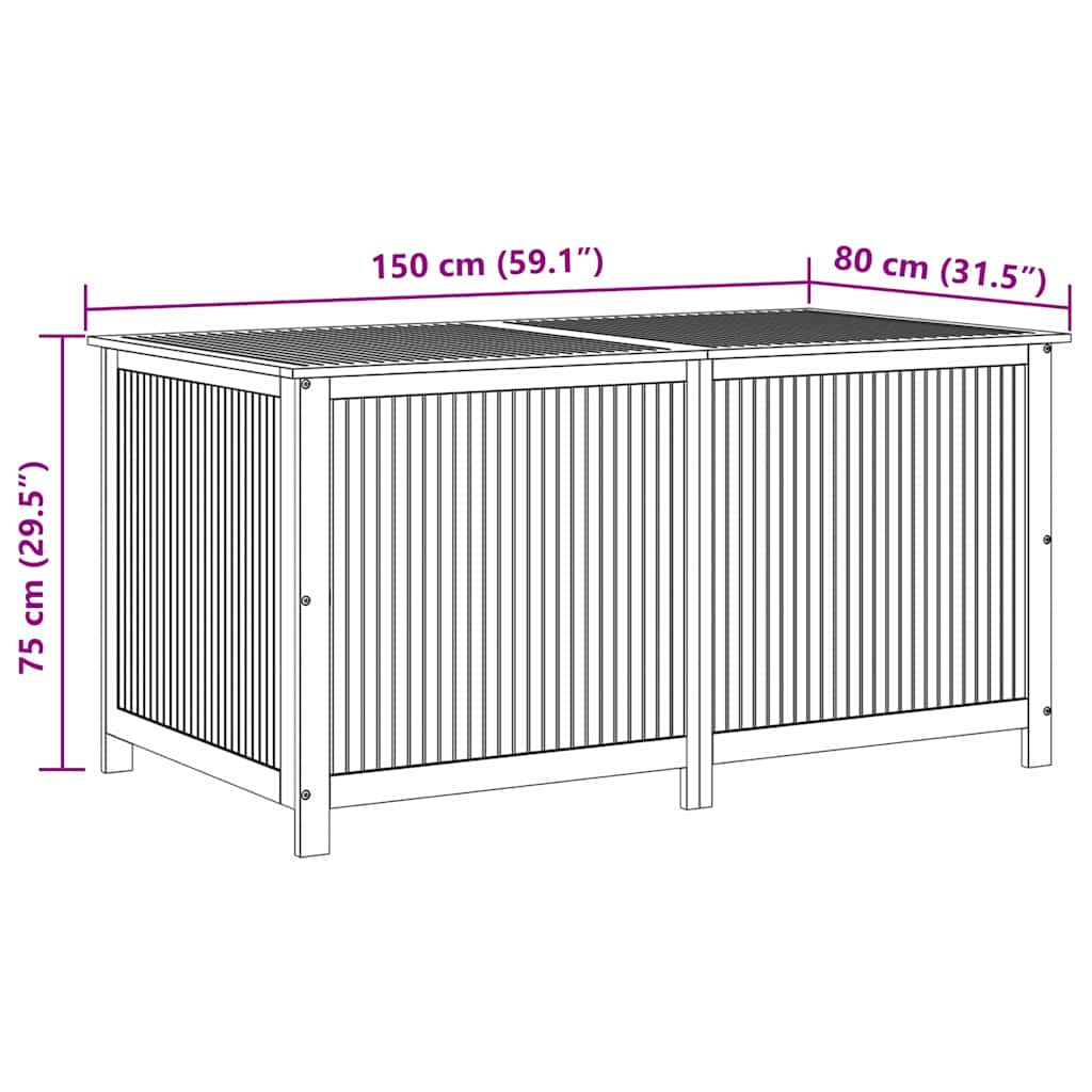 vidaXL Tuinbox 150x80x75 cm massief acaciahout